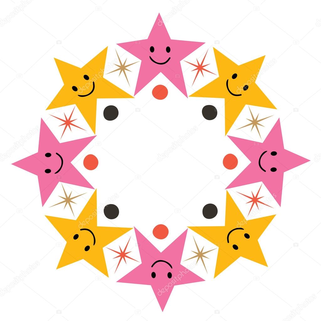 1024x1024 Cute Cartoon Stars Frame Stock Vector Aliasching