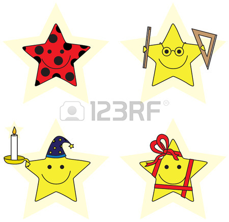 450x437 Set Of Four Illustrated Cartoon Stars Royalty Free Cliparts