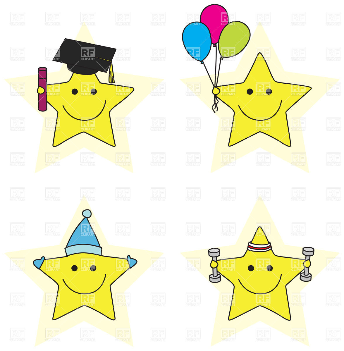 1176x1200 Set Of Cartoon Stars Characters Royalty Free Vector Clip Art Image