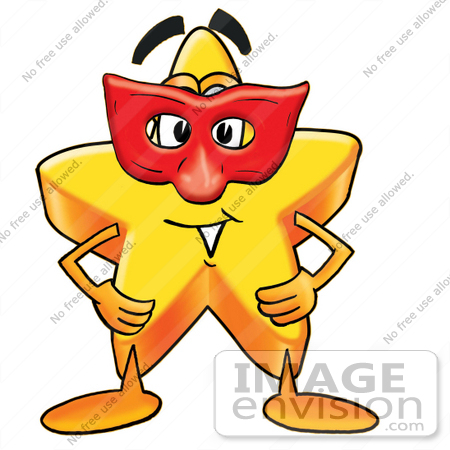 450x450 Clip Art Graphic Of A Yellow Star Cartoon Character Wearing A Red