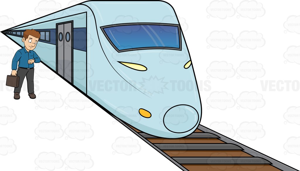 1024x586 A Man Waiting For The Bullet Train Train Cartoon