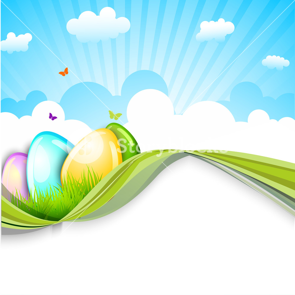 1000x1000 Happy Easter Celebrations Poster Design With Glossy Eggs On Nature