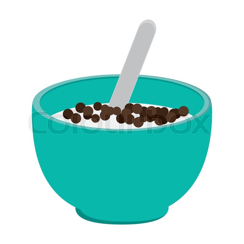 800x800 Flat Design Cereal Bowl Icon Vector Illustration Stock Vector