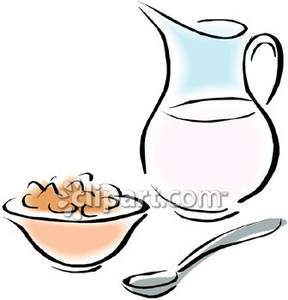 288x300 Pitcher Of Milk And Bowl Of Cereal Royalty Free Clipart Picture