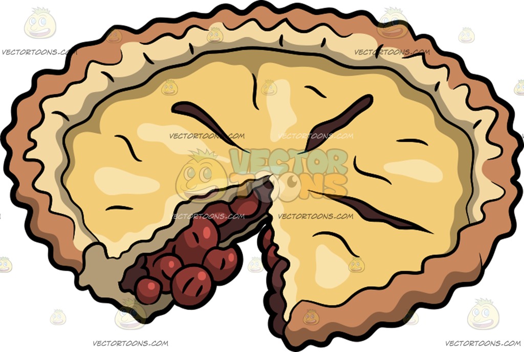 1024x689 A Delicious Looking Cherry Pie Cartoon Clipart