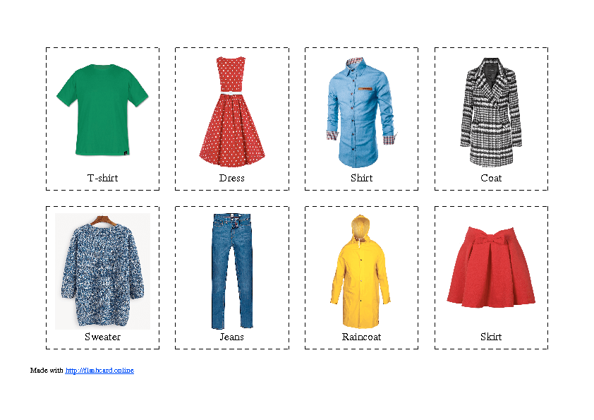 842x595 Flashcard Of Clothing