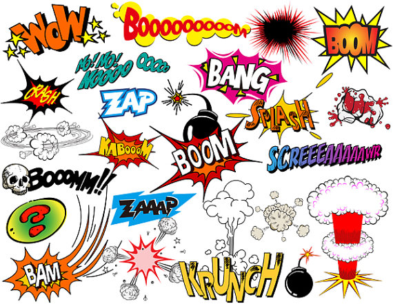 570x441 Instant Download Superhero Clip Art Digital Comic Book Clip Art