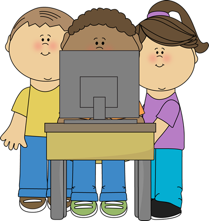 425x450 Kids Using School Computer Clip Art School