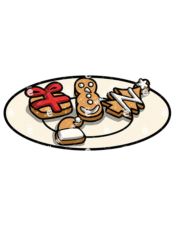 585x755 Christmas Cookies On A Plate Cartoon Vector Clipart
