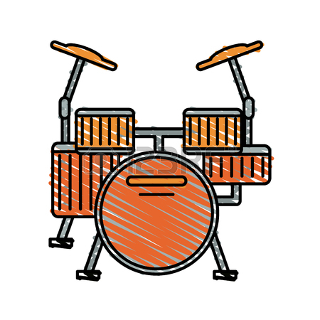 450x450 Colorful Drums Doodle Over White Background Vector Illustration