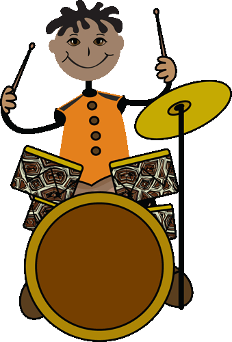 339x500 Kid Playing Drums Clipart