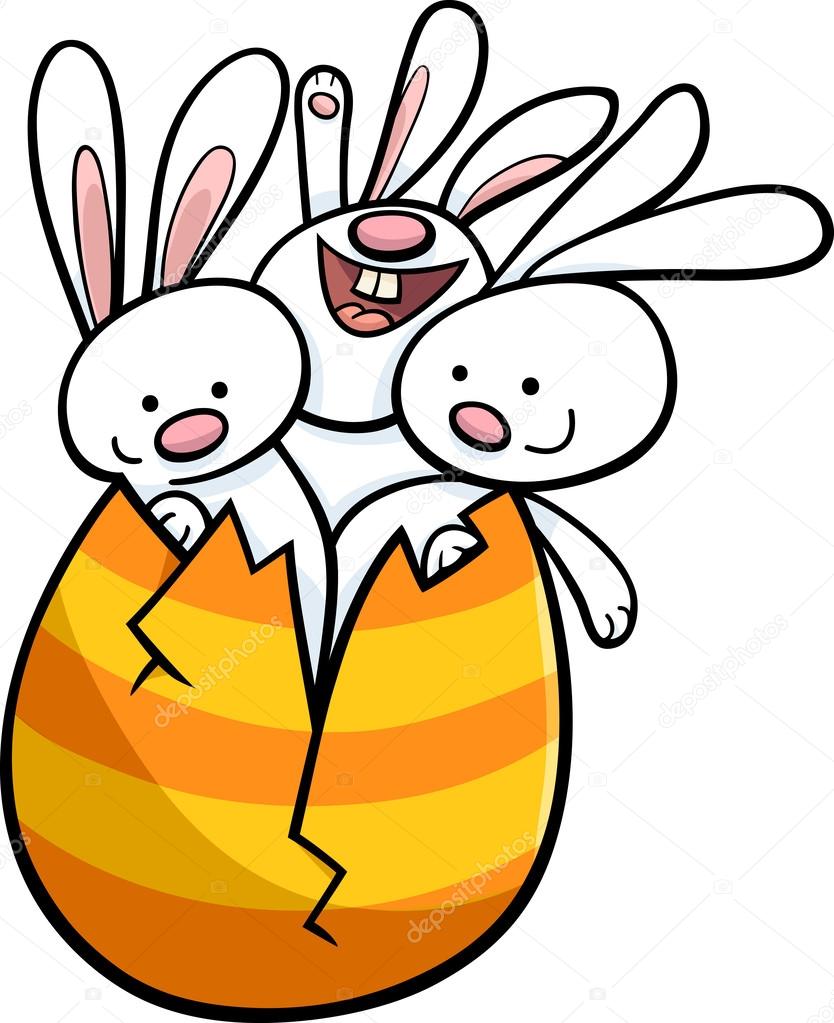834x1023 Easter Bunnies In Egg Cartoon Stock Vector Izakowski
