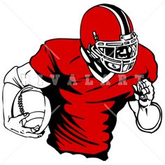 236x236 Sports Clipart Image Of Football Player Running In Color
