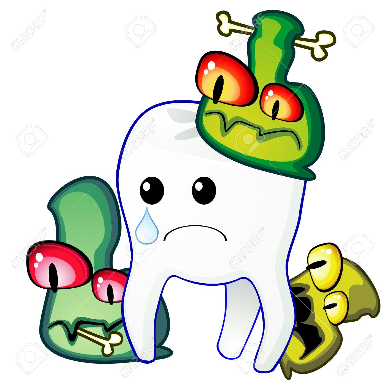 1300x1300 Poor Sad Tooth Is Attacked By Germs Of Caries Royalty Free