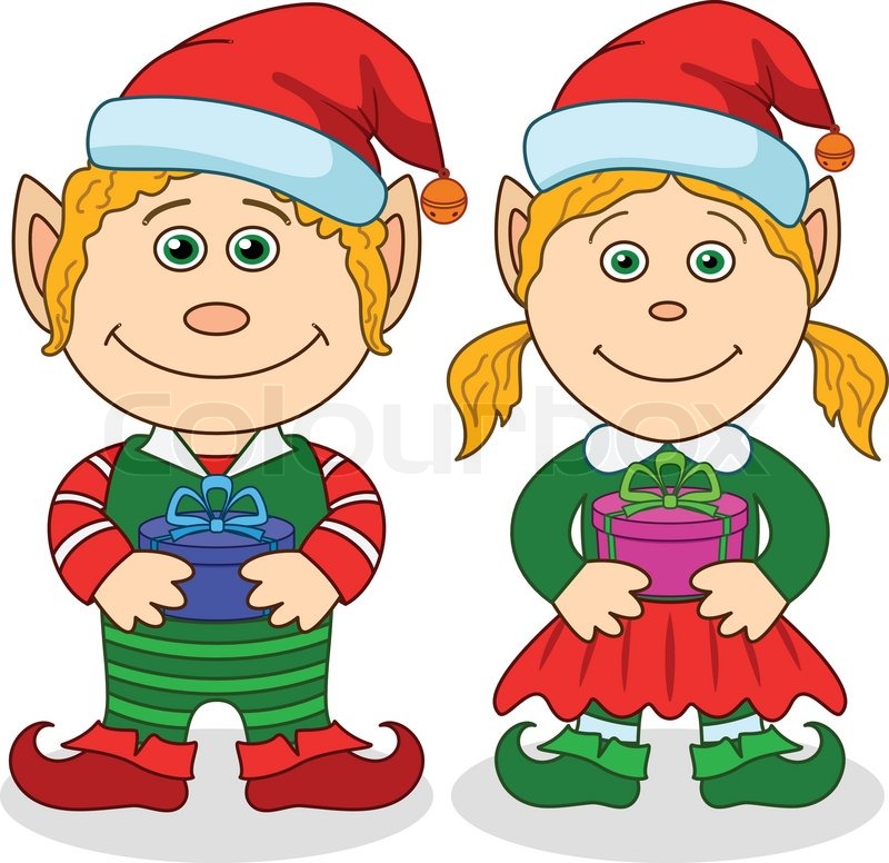 800x776 Christmas Elves, Boy And Girl Stock Vector Colourbox
