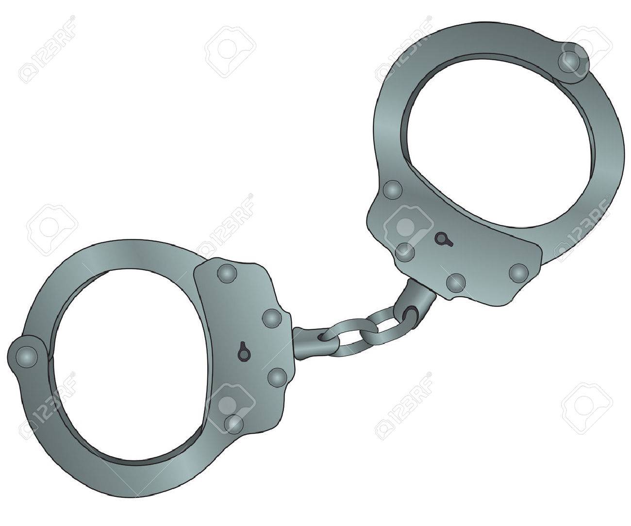 1300x1083 Police Handcuffs Illustration Isolated On White Royalty Free