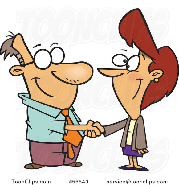 581x600 Businessman And Lady Shaking Hands Cartoon