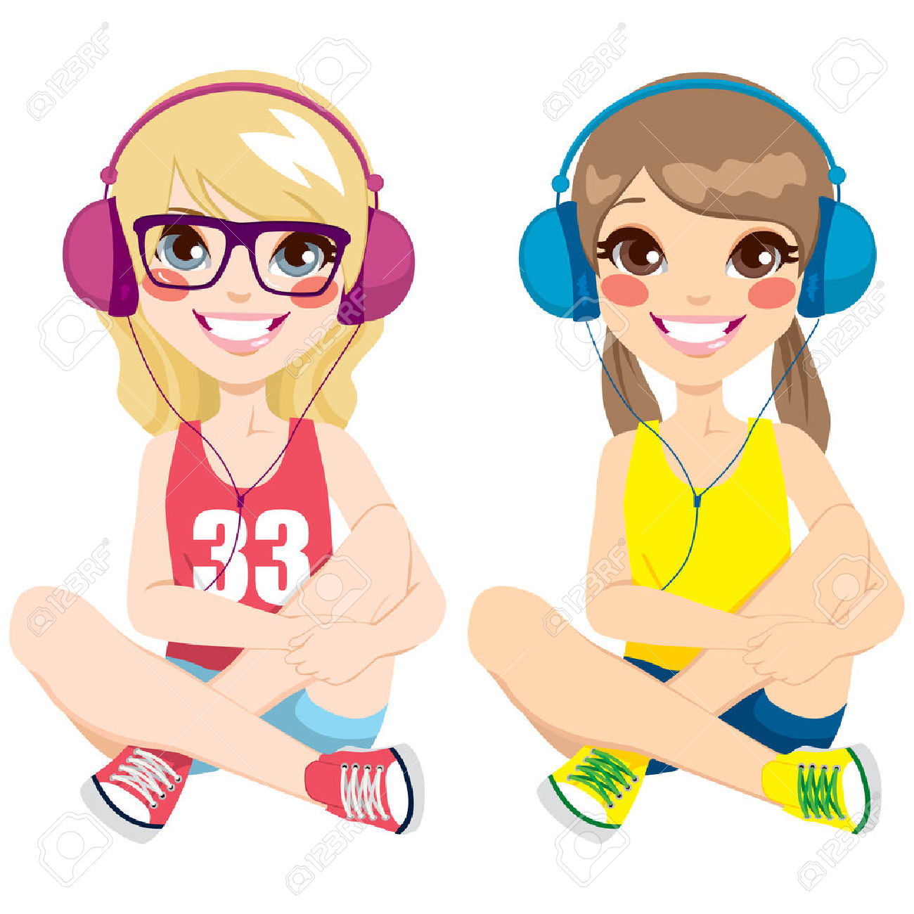 1300x1300 Girl Having Fun With Music Headphones Clipart, Explore Pictures