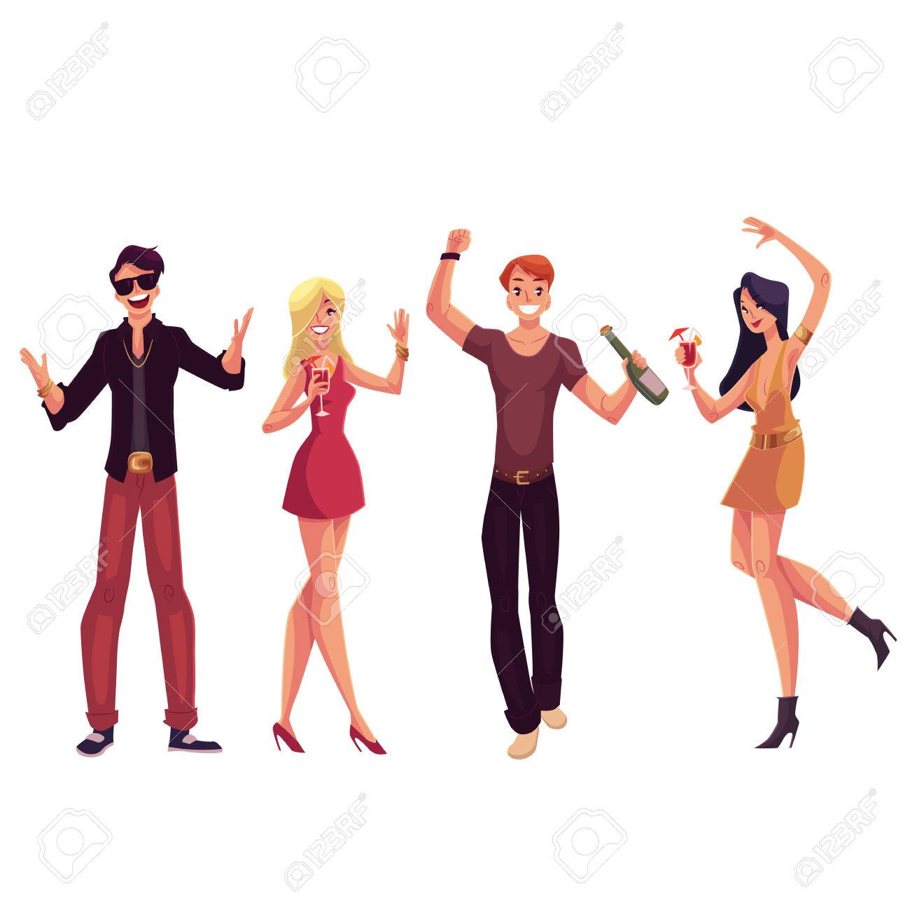 1300x1300 Young People Dancing At A Party, Drinking Cocktails, Having Fun