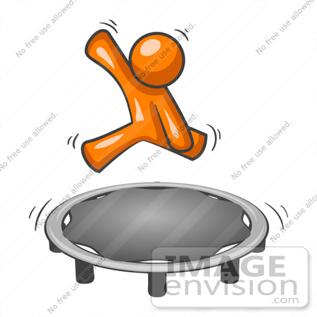 450x450 Clip Art Graphic Of An Orange Guy Character Having Fun Jumping