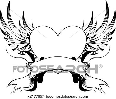 450x384 Clip Art Of Heart Tattoo Insignia K2177657