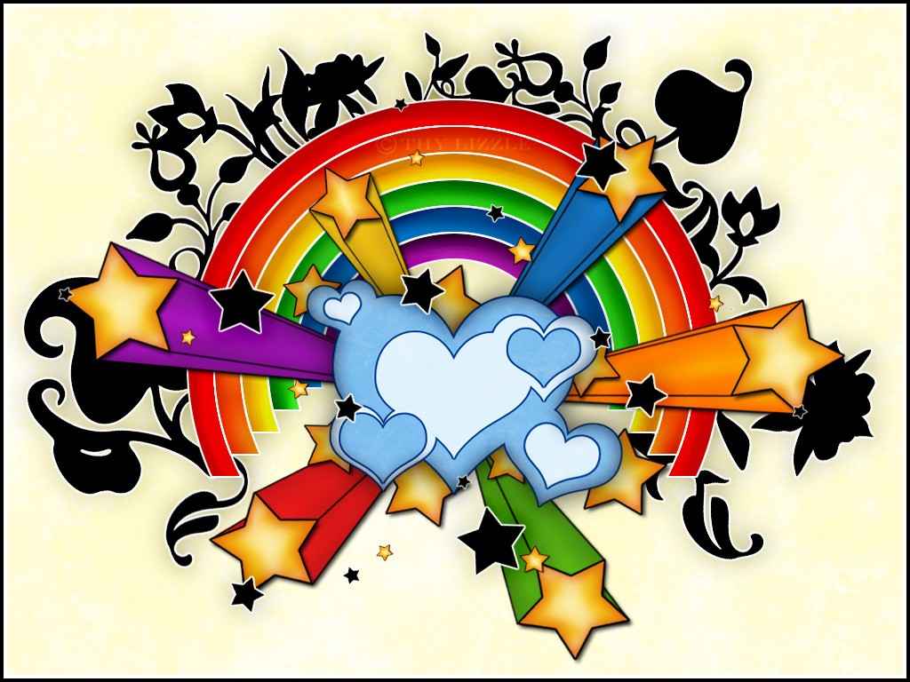 1024x768 Hearts Stars Rainbow Wallpapers Hd Wallpapers