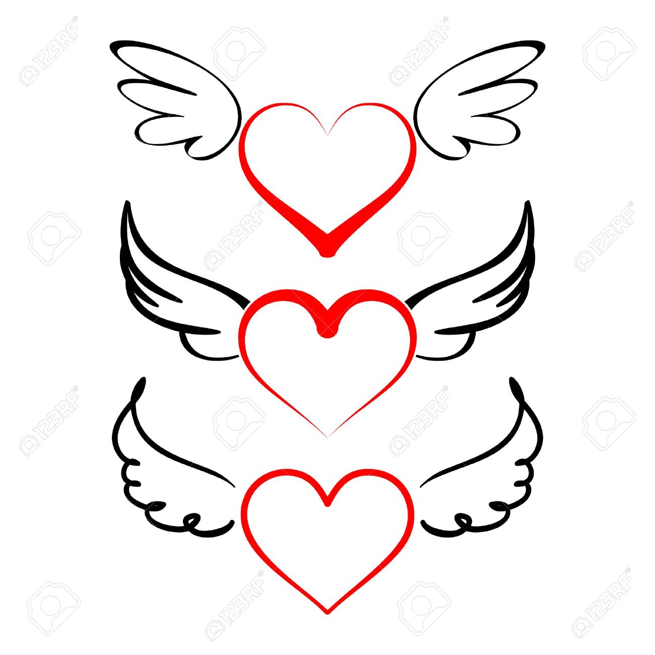 1300x1300 Heart With Wings Collection Cartoon Vector Illustration Tattoos