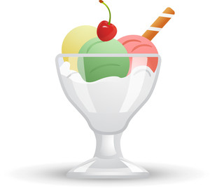 300x268 Three Scoop Ice Cream Sundae Icon Royalty Free Stock Image