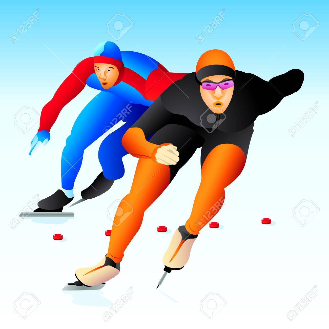 1300x1300 Colorful Ice Speed Skaters At The Competion Royalty Free Cliparts