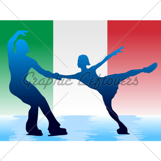 325x325 Couple Of Figure Skating On Background Of Flag Of France Gl