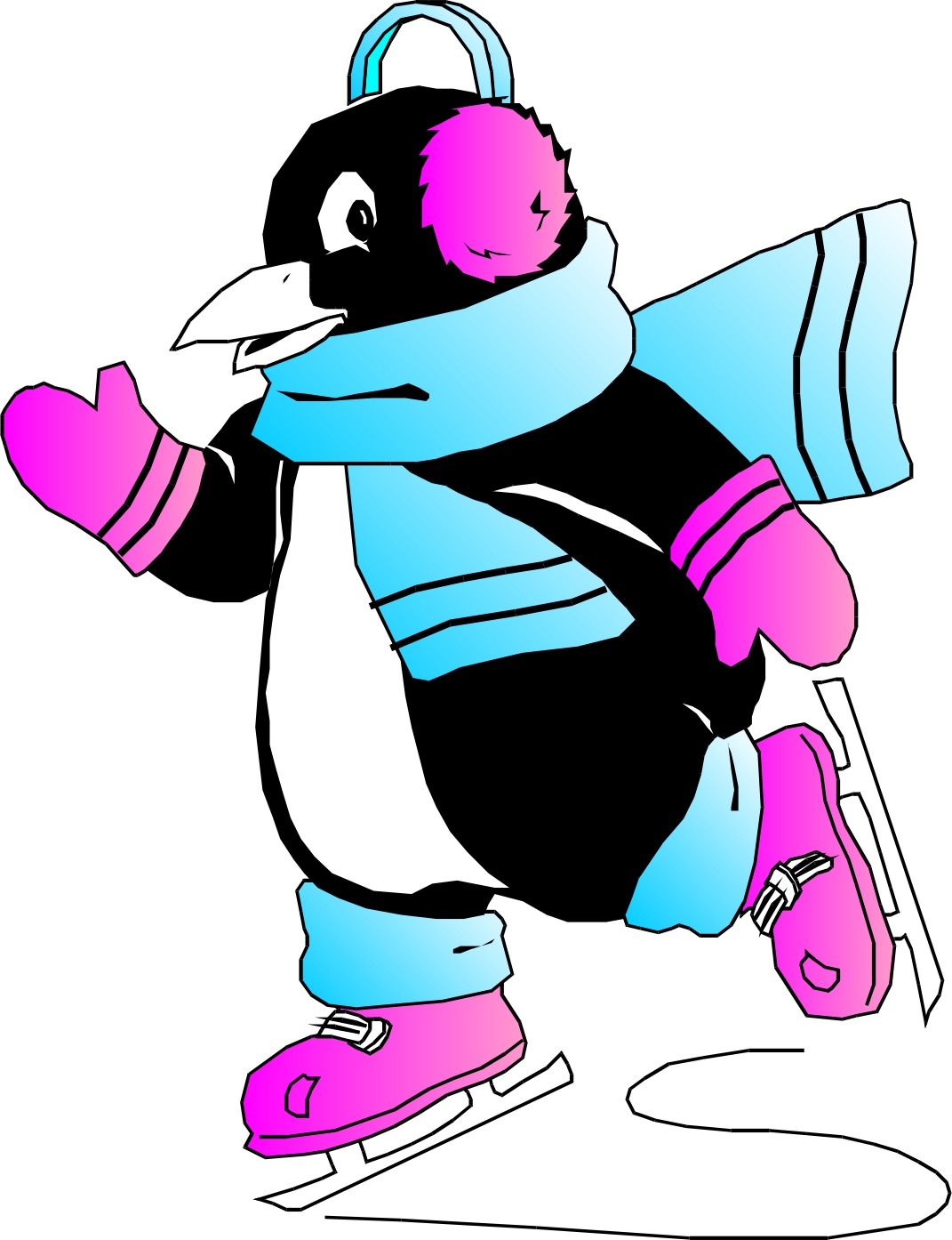 1071x1394 Clipart Of Penguin Ice Skating