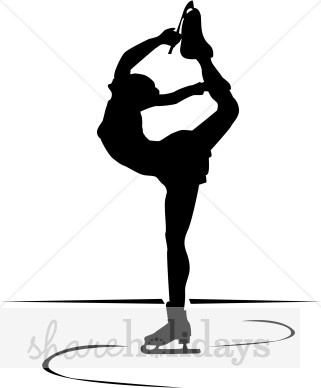 321x388 Ice Skater Spinning In Silhouette Winter Clipart