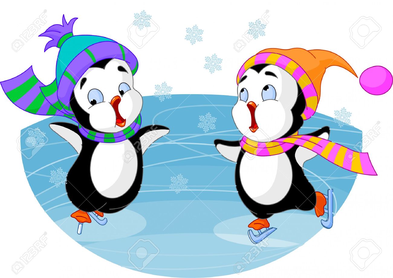 1300x918 Penguin Ice Skating Clipart
