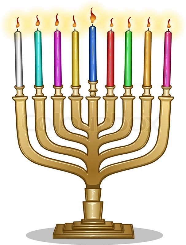 606x800 Vector Illustration Of Hanukkiah With Candles For The Jewish