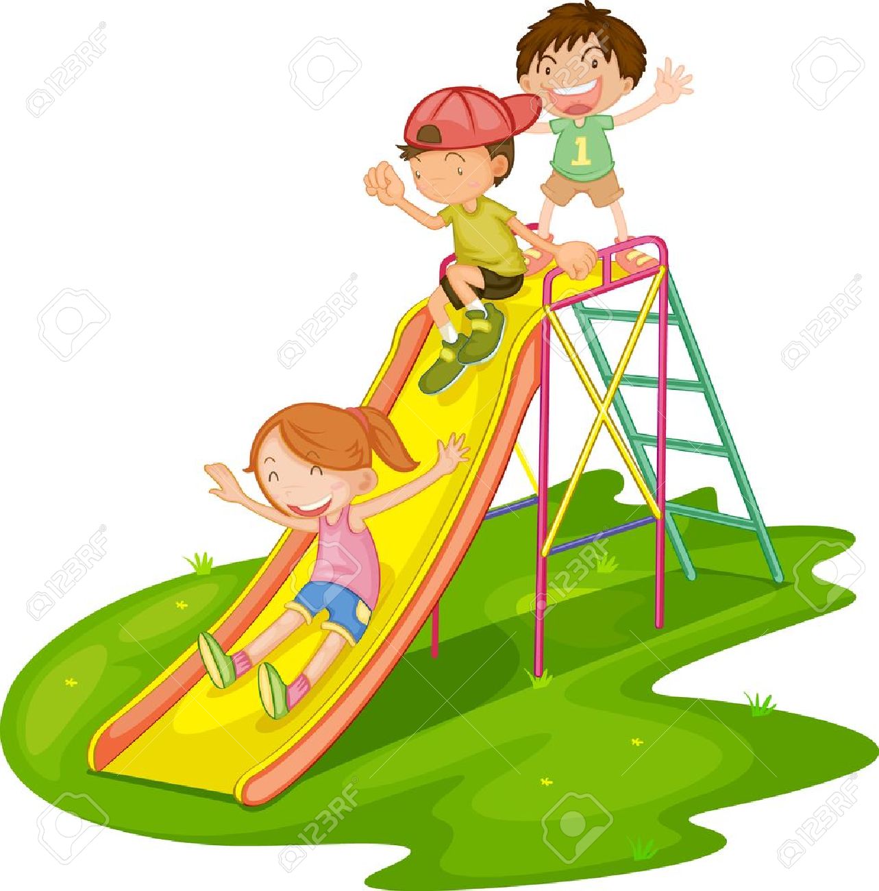 1283x1300 Illustration Of Kids Playing At A Park Royalty Free Cliparts