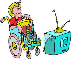 300x249 In A Wheelchair Eating Popcorn And Watching T.v