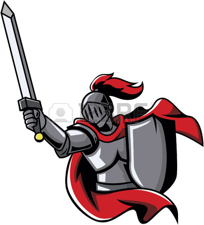 409x450 Knight's Mascot With Shield, Helmet And Bristling With Weapons