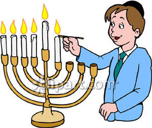300x252 Boy Lighting A Menorah Royalty Free Clipart Picture