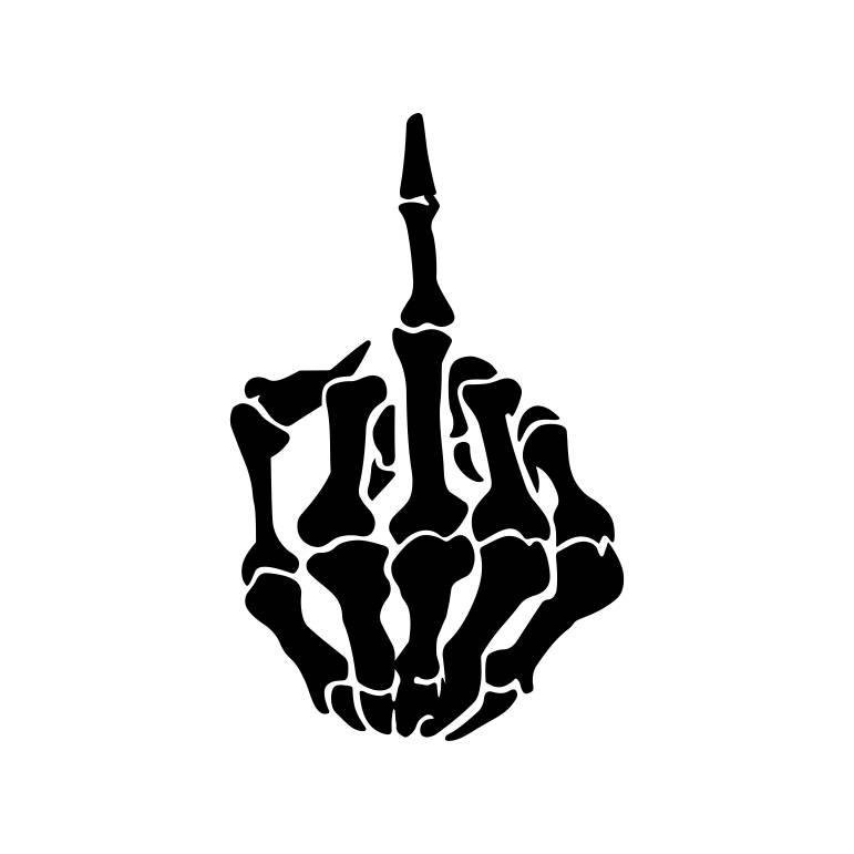 771x771 Skeleton Shows Middle Finger, Vector Illustration, White
