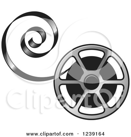 450x470 Clipart Of A Silver Film Reel With Curling Tape