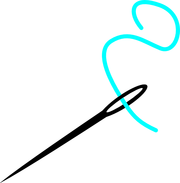 588x596 Aqua Thread With Needle Clip Art