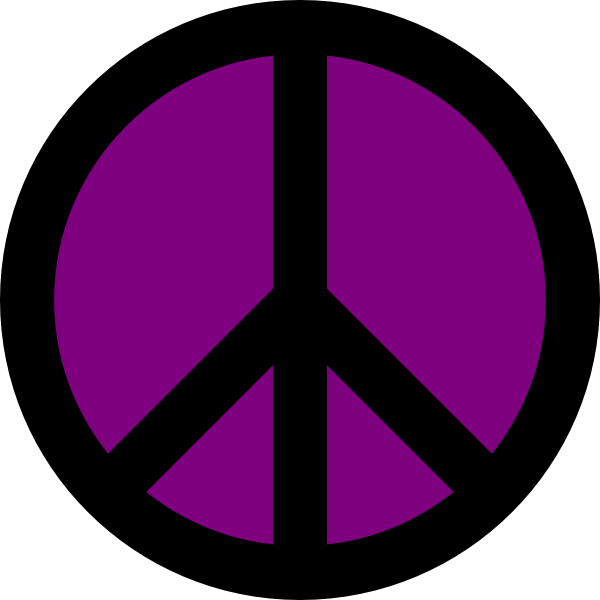 600x600 Purple And Black Peace Sign Clip Art