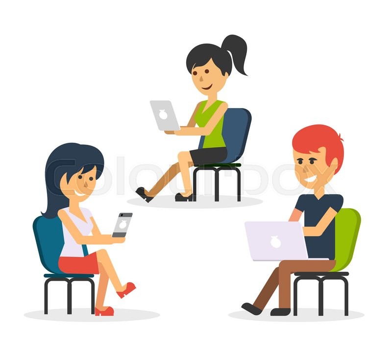 800x722 People Work In Office Design Flat. Business Woman And Man