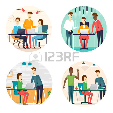 450x450 Business Cartoon Characters. People Talking And Working