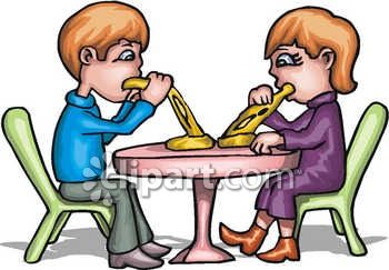 350x243 Kids Eating Pizza Clipart Image