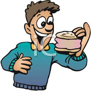 298x300 Young Man Eating An Ice Cream And Cookie Sandwich