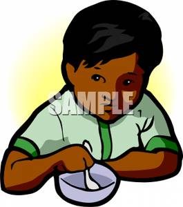 265x300 Clipart Of Person Eating Out Of Bowl
