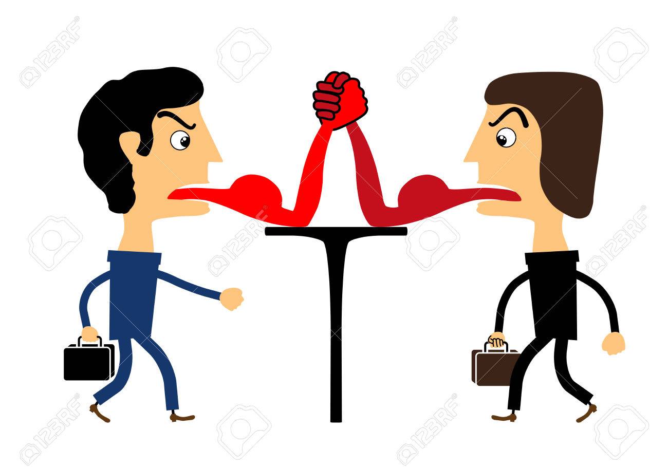 1300x909 Two People Fighting With Their Tongues. Vector Royalty Free