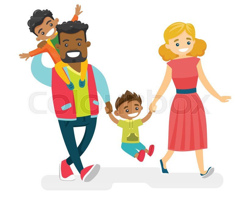 800x672 Happy Smiling Multiracial Family Walking And Having Fun Together
