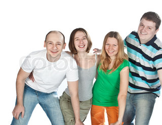 320x248 Happy Three Friends Having Fun Isolated On White. Stock Photo